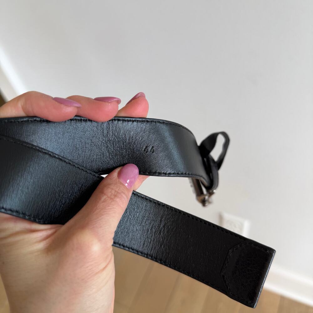 PRADA Saffiano Leather Classic Adjustable Slide Buckle Belt Black 44 - Picture 9 of 11